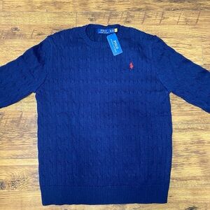Ralph Lauren Men's Cable Knit Navy Sweater
